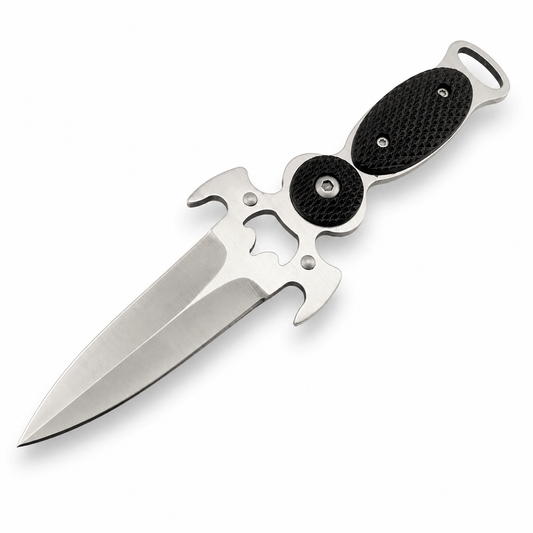 Kompaktní nůž Black AirSoft DAGGER s pouzdrem a řetízkem