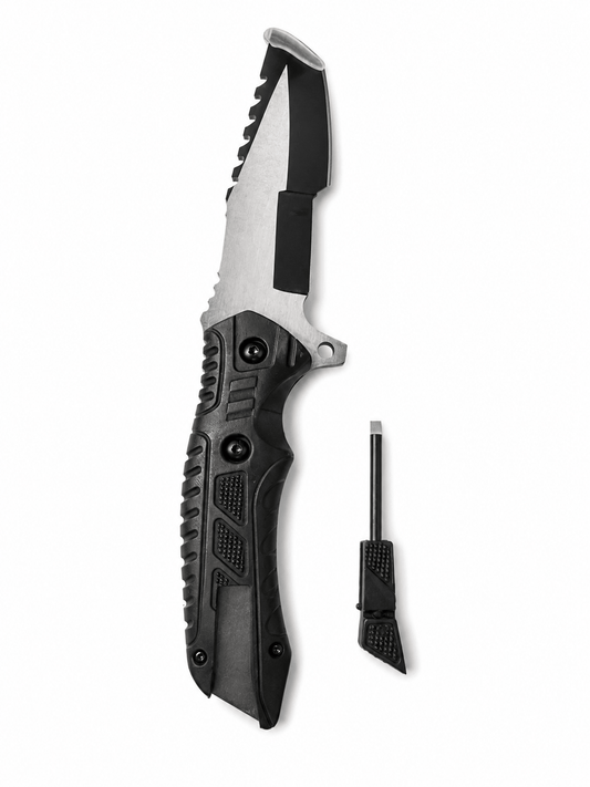 Cuțit cu focar ferrod și fluier BlackAirsoft Survival