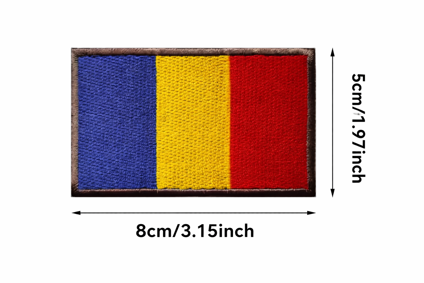 Hímzett tépőzáras felvarró 5x8 cm - román zászló