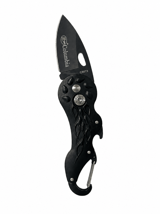 Black Airsoft Columbia Mini összecsukható kés - Karabiner