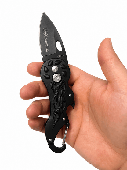 Black Airsoft Columbia Mini összecsukható kés - Karabiner