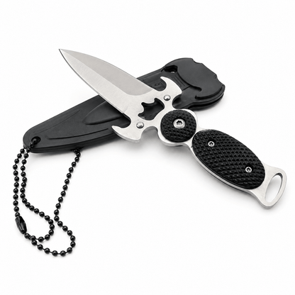 Cuțit compact Black AirSoft DAGGER, cu husă și lanț