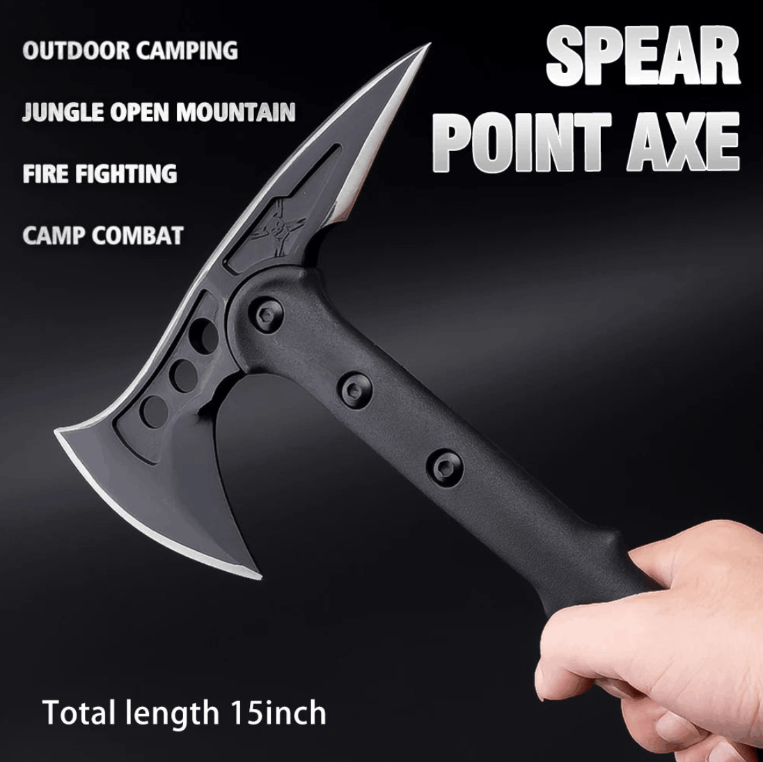 Topor tactic de camping Spear Point Axe 15 Inch cu husă