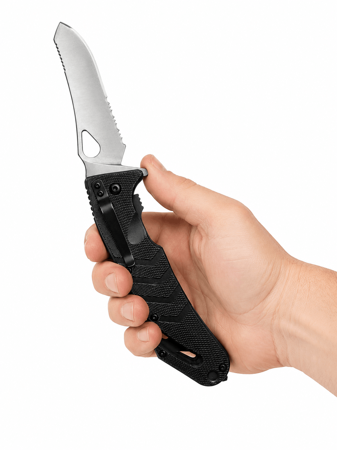 Couteau tactique pliant de sauvetage avec coupe-fil et clip
