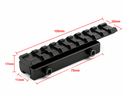 BlackAirsoft Enforose adapter za montažu optike s 11 mm na 21 mm Weaver/Picatinny – 9 utora, niski profil