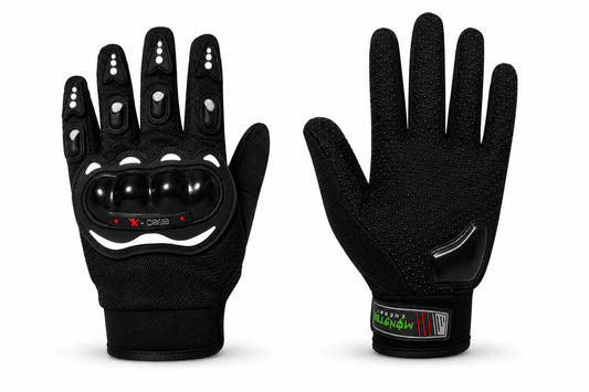 Promo balíček: Motocyklové rukavice s tvrdými chrániči + 3 čepice