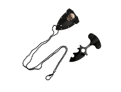 Couteau de cou avec étui et pendentif en forme de crâne