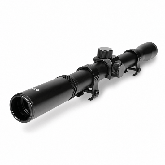 Lunetă optică 4x20 pentru pușcă – neagră, cu inele de montare