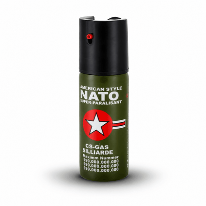 NATO CS-GAS 60 ml borsspray – önvédelmi spray Jet fúvókával, 3 m hatótávolságig