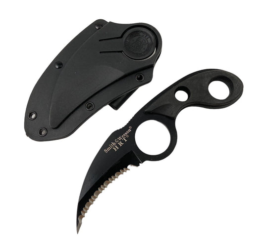 Cuțit Smith & Wesson HRT SWHRT2, 6 cm – cu lamă zimțată și teacă
