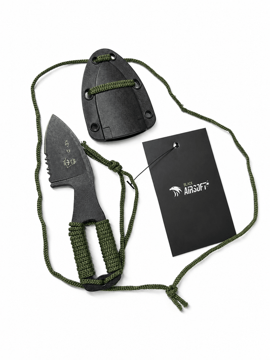 Taktický nůž KEYD Black Airsoft na krk s pouzdrem